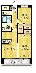 ナッツコート 2DKの間取図画像