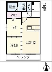 サンタリオ 2階2LDKの間取り