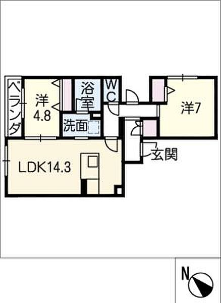 ツィプレッセン　ハープス ｜愛知県豊明市二村台1丁目(賃貸マンション2LDK・2階・64.93㎡)の写真 その2