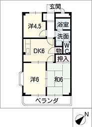 シャインケイ 2階3DKの間取り