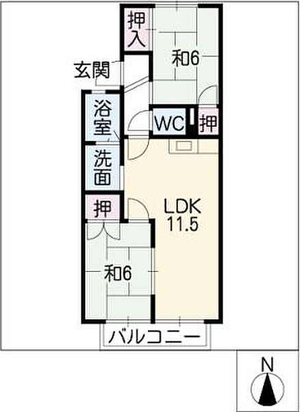 サンハイツますづかＢ ｜愛知県豊田市桝塚西町北小畔(賃貸アパート2LDK・1階・50.50㎡)の写真 その2