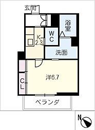 フォレナ堀切 2階1Kの間取り