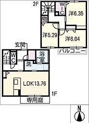 プリムヴェール 2階3LDKの間取り