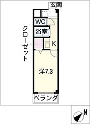 愛教マンション安井 3階1Kの間取り