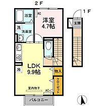 サニービレッジ　I 203 ｜ 愛知県岡崎市上里2丁目12番14（賃貸アパート1LDK・2階・42.37㎡） その2