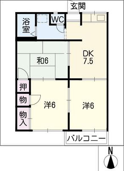 サニータウン七舗Ａ棟 ｜愛知県蒲郡市三谷町七舗(賃貸アパート3DK・2階・52.00㎡)の写真 その2