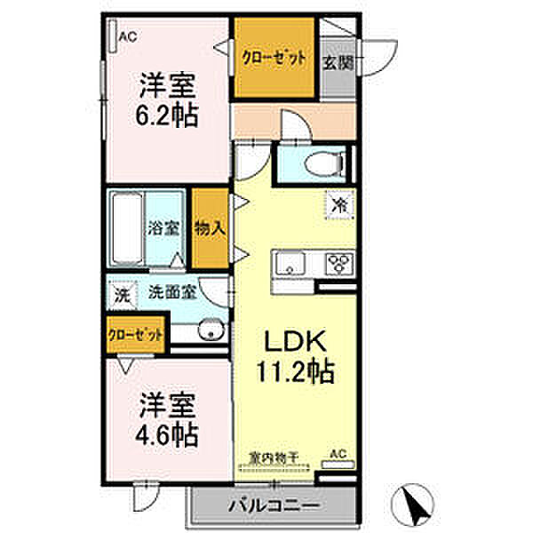 オッツ一宮 306｜愛知県豊川市一宮町泉(賃貸アパート2LDK・3階・55.33㎡)の写真 その2