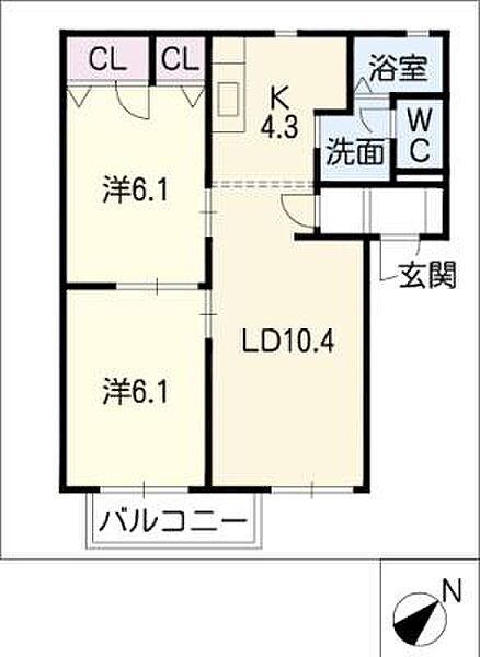 シンシア向山 ｜愛知県豊橋市向山大池町(賃貸アパート2LDK・2階・56.07㎡)の写真 その2