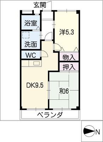 エレガンテ大岩 ｜愛知県豊橋市大岩町字西郷内(賃貸マンション2DK・2階・48.70㎡)の写真 その2