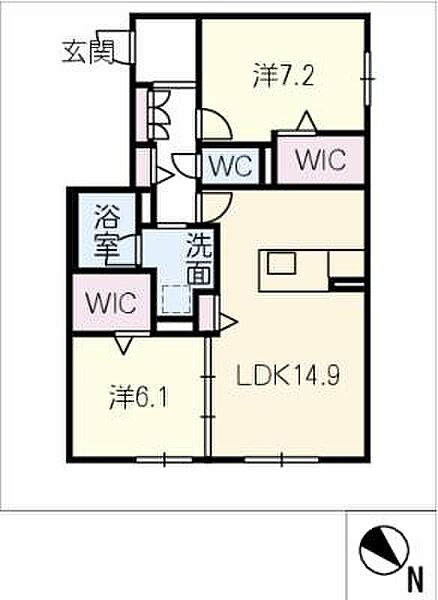 ル・レザン ｜愛知県豊橋市新栄町字新田中(賃貸マンション2LDK・1階・68.15㎡)の写真 その2