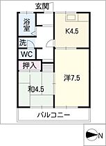 晴山コーポラス  ｜ 愛知県一宮市中町2丁目（賃貸マンション2K・1階・38.88㎡） その2