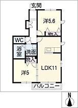 Ｌａ　ｆａｍｉｌｌｅ  ｜ 愛知県一宮市萩原町串作字流（賃貸アパート2LDK・1階・51.58㎡） その2