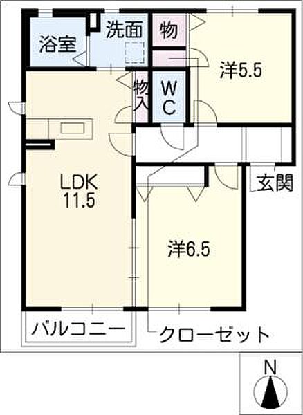 リライアンスれもん　Ｂ棟 ｜愛知県弥富市前ケ須町野方(賃貸アパート2LDK・2階・54.57㎡)の写真 その2