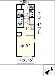 ルネスＹ．Ｙ． 2階ワンルームの間取り