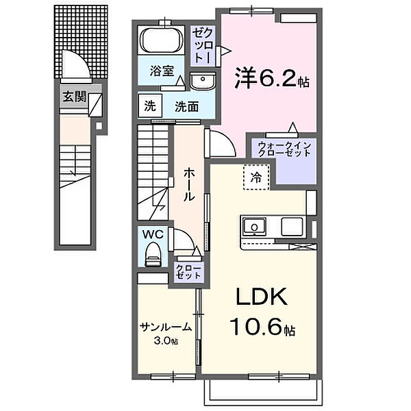 アニューコルソ 205｜愛知県津島市愛宕町2丁目(賃貸アパート1LDK・2階・51.63㎡)の写真 その2