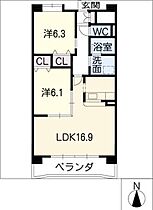 ＷＥＳＴ　ＷＯＯＤ　1ｓｔ  ｜ 愛知県小牧市岩崎5丁目（賃貸マンション2LDK・5階・63.13㎡） その2