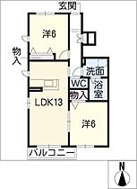 サンライズ文津Ａ棟  ｜ 愛知県小牧市大字文津（賃貸アパート2LDK・1階・57.61㎡） その2