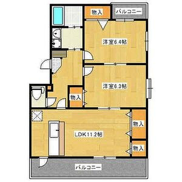 シンシア出川 201｜愛知県春日井市出川町7丁目(賃貸マンション2LDK・2階・59.96㎡)の写真 その2