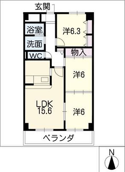 ＣＯＳＭＯＳ ｜愛知県春日井市角崎町(賃貸マンション3LDK・4階・75.73㎡)の写真 その2