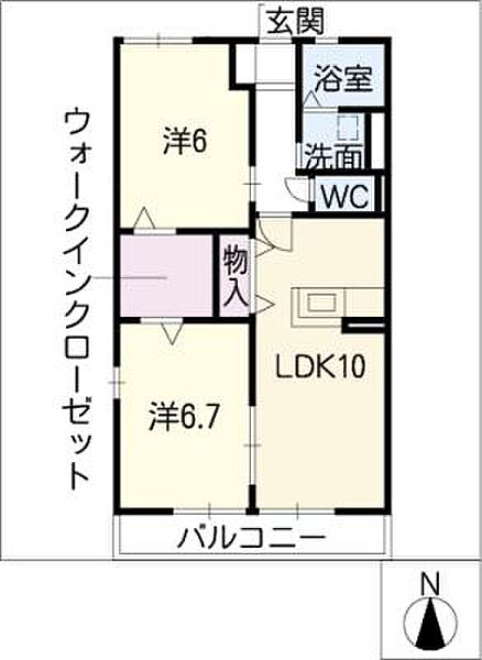 フェリーチェ ｜愛知県春日井市知多町3丁目(賃貸アパート2LDK・2階・53.97㎡)の写真 その2