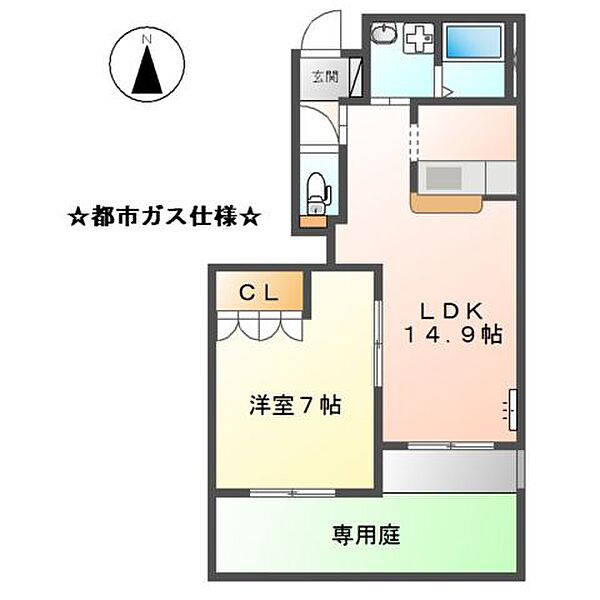 グランベル ｜愛知県西春日井郡豊山町大字豊場字四ツ塚(賃貸アパート1LDK・1階・47.80㎡)の写真 その3