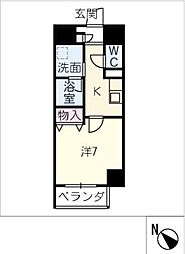 メイプル高横須賀 7階1Kの間取り