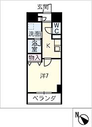 メイプル高横須賀 8階1Kの間取り