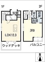 シェッドルーフ  ｜ 愛知県常滑市住吉町3丁目（賃貸タウンハウス1LDK・2階・51.90㎡） その2