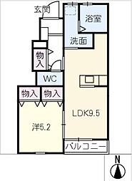 チッタ大野町 1階1LDKの間取り