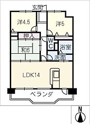 ユーハウス新舞子　203号室 2階3LDKの間取り