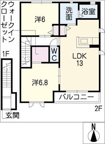 Ａｍｏｕｒ・Ｔ ｜三重県四日市市日永西2丁目(賃貸アパート2LDK・2階・65.66㎡)の写真 その2