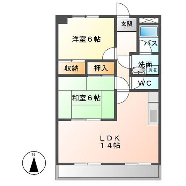 エレガントレーベンＢ棟 ｜三重県四日市市ときわ5丁目(賃貸マンション2LDK・4階・57.75㎡)の写真 その7