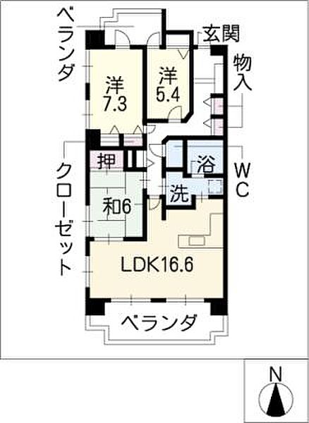 グリーンシャトーＨＴ ｜三重県四日市市九の城町(賃貸マンション3LDK・2階・85.83㎡)の写真 その2