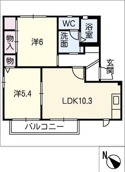 シュロス十宮 ｜三重県鈴鹿市十宮2丁目(賃貸アパート2LDK・2階・49.86㎡)の写真 その2