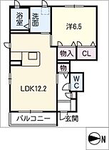 シャンテソラーレ　Ａ棟  ｜ 三重県鈴鹿市南若松町（賃貸アパート1LDK・1階・47.08㎡） その2