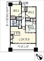 サンマンション山の手ヒルズ 604号室  ｜ 三重県津市一身田上津部田（賃貸マンション3LDK・6階・72.48㎡） その2