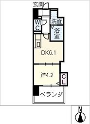 エルミナグラン 12階1DKの間取り