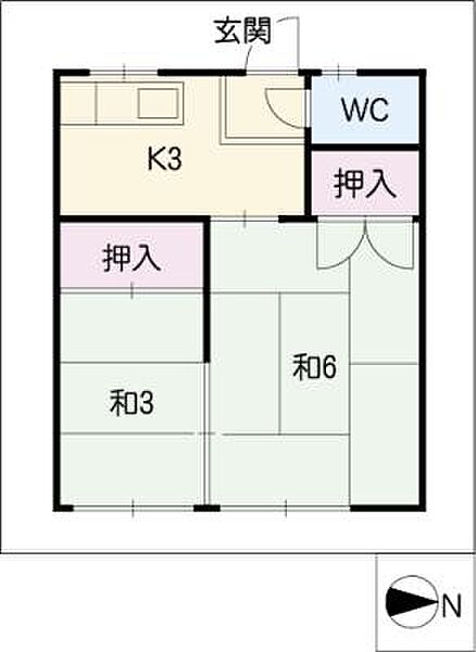 上中荘 ｜愛知県名古屋市緑区鳴海町字上中町(賃貸アパート2K・1階・24.75㎡)の写真 その2