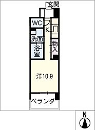 Ｍ．ＫＡＭＩＭＡＥＺＵ 4階ワンルームの間取り