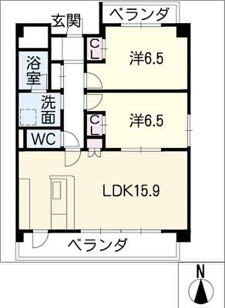 ミズノ第五マンション ｜愛知県名古屋市北区辻町3丁目(賃貸マンション2LDK・2階・63.62㎡)の写真 その2