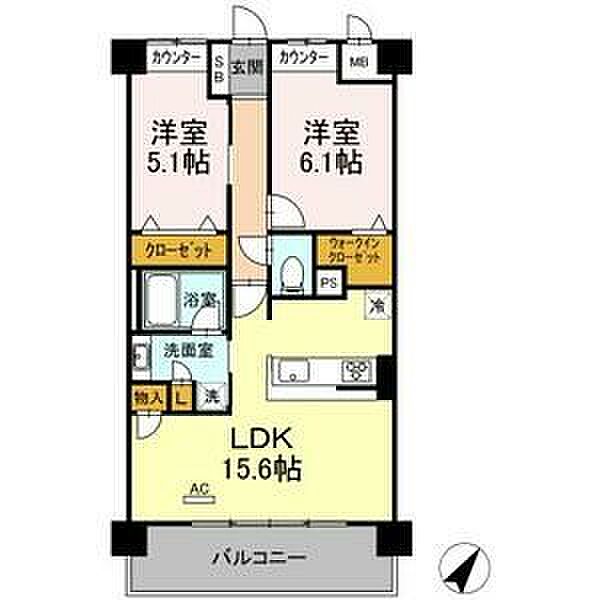 DUO YUCHI 405｜愛知県名古屋市名東区社台3丁目(賃貸マンション2LDK・4階・62.44㎡)の写真 その2