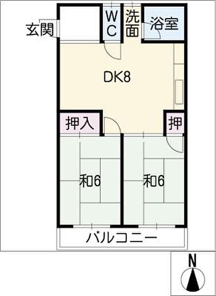 コーポ美香 ｜愛知県名古屋市名東区高針1丁目(賃貸アパート2DK・2階・47.20㎡)の写真 その2