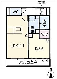 グリーンハイム 2階1LDKの間取り