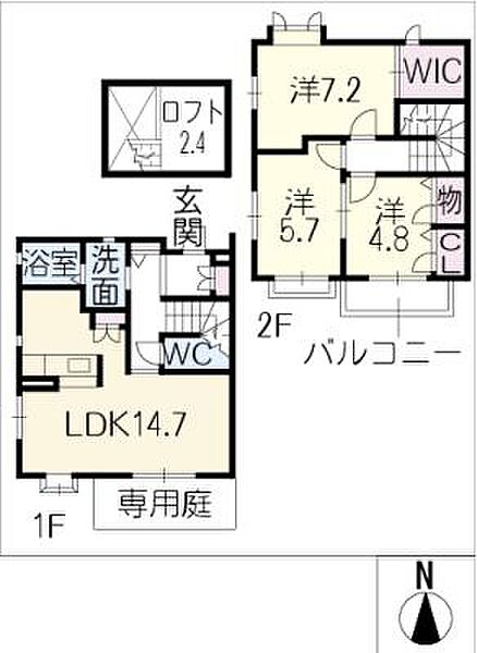 メゾネット川崎 ｜愛知県名古屋市瑞穂区彌富町字円山(賃貸タウンハウス3LDK・2階・81.16㎡)の写真 その2