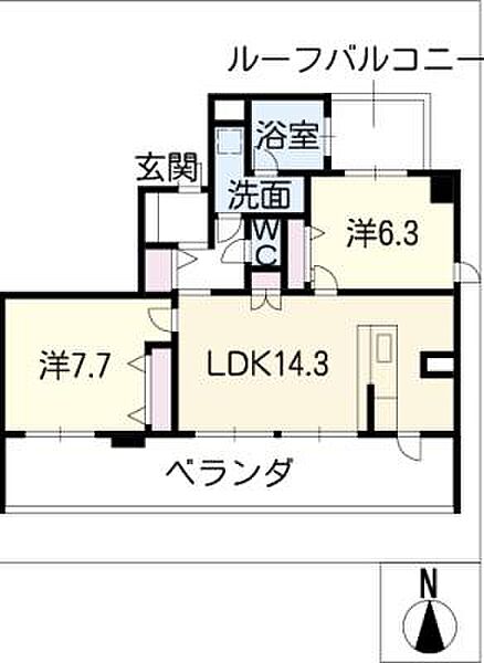 Ｖｅｒｔｕ瑞穂 ｜愛知県名古屋市瑞穂区竹田町2丁目(賃貸マンション2LDK・5階・63.73㎡)の写真 その2