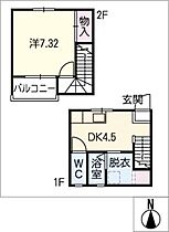 サンハイム  ｜ 岐阜県岐阜市安良田町2丁目（賃貸タウンハウス1DK・2階・34.45㎡） その2