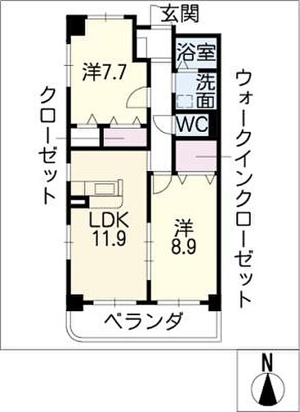 レトルダムール ｜岐阜県岐阜市東鶉3丁目(賃貸マンション2LDK・2階・66.89㎡)の写真 その2