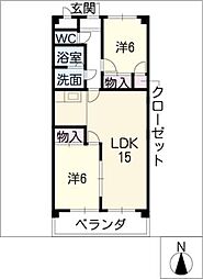 サンマンション 3階2LDKの間取り