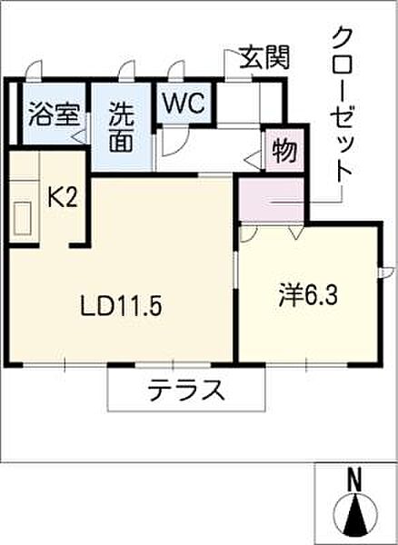 ブランシェ・Ｋ　Ａ棟 ｜岐阜県本巣郡北方町柱本3丁目(賃貸アパート1LDK・1階・48.22㎡)の写真 その2