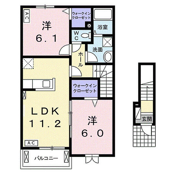 サミット　Ｂ 201｜岐阜県瑞穂市生津外宮東町2丁目(賃貸アパート2LDK・2階・57.63㎡)の写真 その2